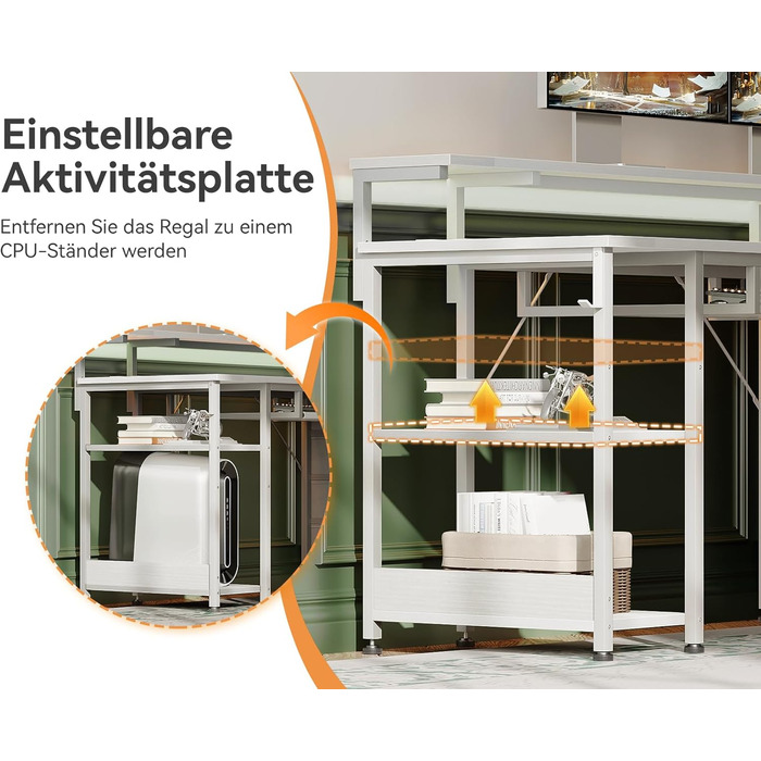 Письмовий стіл ODK з 4 шухлядами, 140x52x92 см, комп&39ютерний стіл з 2 розетками та 2 USB-портами для зарядки, ПК-стіл з полицею, ігровий стіл з підставкою для клавіатури для офісу, вітальня, білий 140x52 см