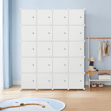 Система полиць для гардеробу своїми руками, взуттєва полиця з рейкою для одягу, модульна комбінована шафа, компактна вставна система полиць, портативна складана шафа для книг з дверима (20 кубів, бежевий колір) бежевий, 20 кубів