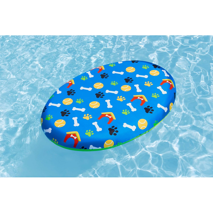 Надувний матрац для домашніх тварин Bestway Paw Print, 142 x 95 x 17 см, вантажопідйомність 45 кг, міцний ПВХ, знімний тканинний чохол, запобіжний клапан, латка для ремонту в комплекті