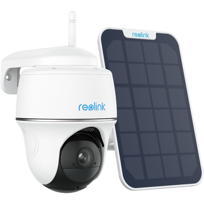 Камера спостереження Reolink Outdoor Battery WiFi 355/140 Swivel, 2K Solar IP Camera Outdoor, Pan Tilt, PIR Motion Detector, AI Detection, 2.4GHz WiFi, 2-Way Audio, Argus PT Lite with Solar Panel, 3MP