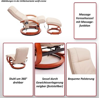 Масажу-реклайнер Mendler Pescatori II, розслаблююче масажне крісло, функція масажу - Бордо