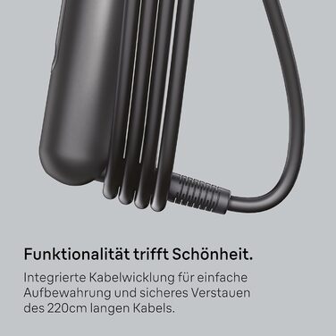 Фен Braun HD4.2 Premium легкий та потужний (2100 Вт) з технологією Super IONTEC, дифузором та насадкою для стайлінгу, 3 температури та 3 швидкості, для всіх типів волосся, чорно-сірий, BRHD425E