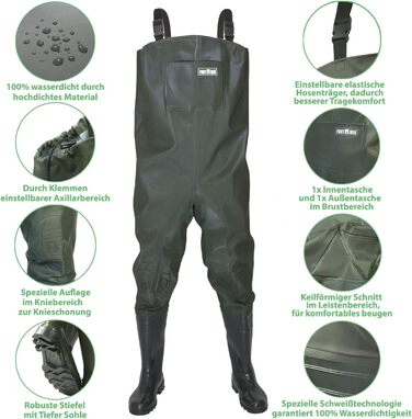 Чоловічі вейдерси, рибальські штани з чобітьми, розміри 38-47, водонепроникні штани для ходьби, чоботи для ходьби на ставках, штани 45