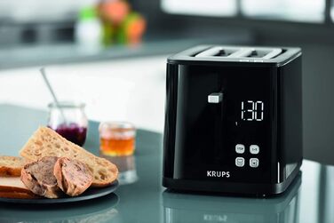 Тостер Krups KH641810 Smart'n Light тостер на дві скибочки цифровий дисплей 7 рівнів підсмажування знімний лоток для крихт зворотн