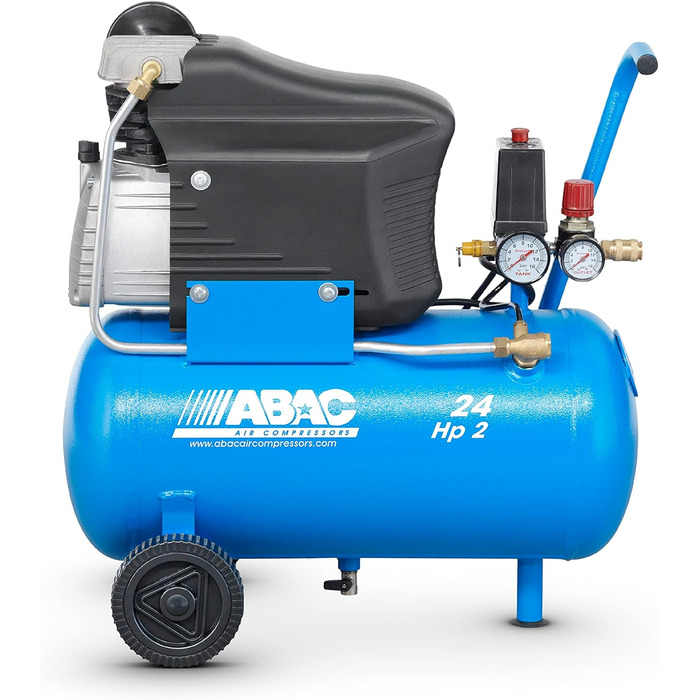 Повітряний компресор ABAC POLE POSITION L20, 24-літровий повітряний компресор, подвійний манометр, макс. тиск 10 бар, впорскування