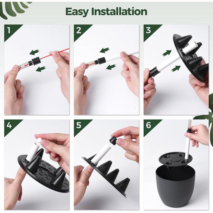 Квітковий горщик 15 см з самополивом та індикатором води, чорний, набір з 4 шт. , Самополивний кашпо/горщик з резервуаром для води для використання в приміщенні та на вулиці, чорний, 15,5*13 см, 4U