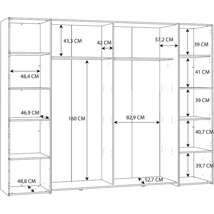 Шафа Forte Narago 270, шафа з розсувними дверима та дверцятами на петлях, дерев&39яний декор Artisan Oak у поєднанні з сірим кольором, 270,3 см завширшки x 210,5 см заввишки x 61,2 см завглибшки. Імітація дуба Artisan та темного бетону 270 x 210. Без дзер