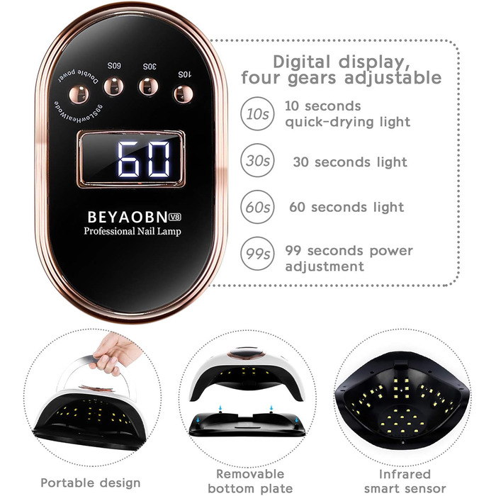 УФ/LED лампа для нігтів BEYAOBN 168W