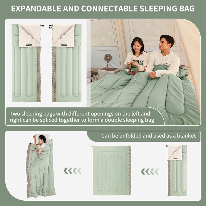 Спальний мішок Naturehike, ідеальний для дорослих та дітей, водонепроникний, легкий, з ковдрою, спальний мішок на 3-4 сезони для кемпінгу, подорожей, активного відпочинку на свіжому повітрі, 190 x 75 см, зелений, лівий