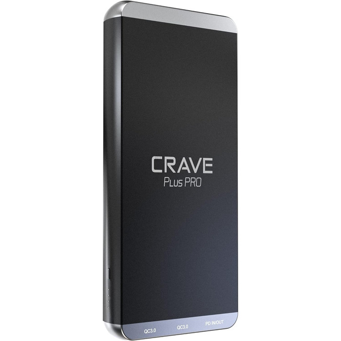 Портативний алюмінієвий зарядний пристрій Crave PD Power Bank, Plus PRO на 20000 мАг Швидка зарядка QC3.0 два порти блок живлення