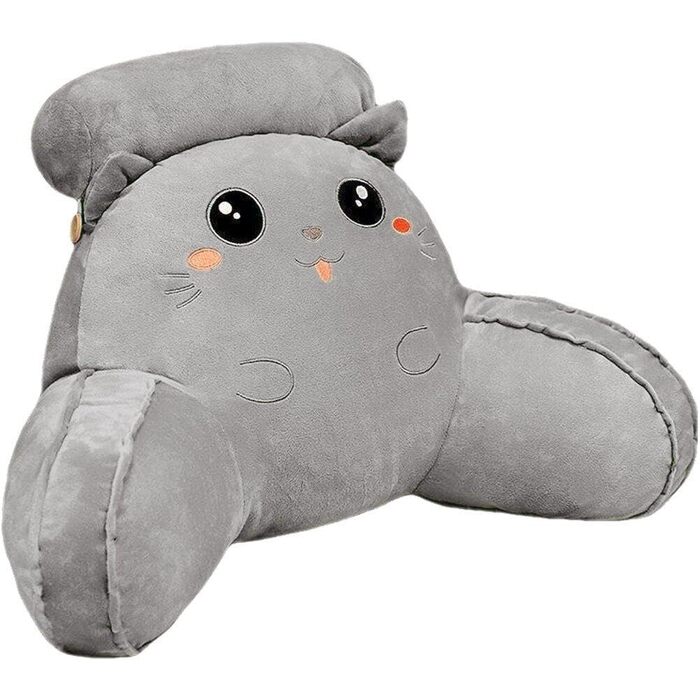 Подушка для читання для ліжка, м&39яка, пухнаста подушка для спини для читання з підлокітниками та знімним підголівником, мила спинка дивана з котом для дорослих та дітей