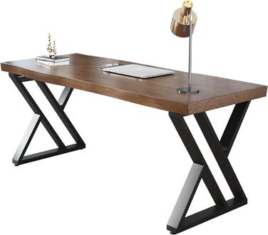 Письмовий стіл з масиву дерева 140 x 70 см, стіл для домашнього офісу з товстою стільницею, робоча станція для ПК та офісні меблі, сучасний стіл з сосни, ідеально підходить для навчання, письма, їжі FS-01