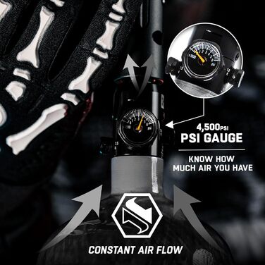 Система пейнтбольного балона HK Army AeroLite 68/4500 HPA – вуглеволокно, прозорий, 800 psi, авіаційний алюміній, 5-річний гідроцикл