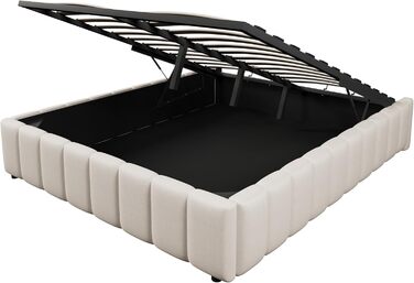 М&39яке ліжко 140x200, двоспальне ліжко з місцем для зберігання та рейковим каркасом, без узголів&39я, каркас ліжка з гідравлічною шухлядою для зберігання, гідравлічне ліжко, ліжка з місцем для зберігання, каркас ліжка, дитяче ліжко, лляне, без матраца, б