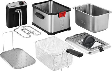 Фритюрниця з нержавіючої сталі Princess 183001 ємністю 3 літри, масляним фільтром і функцією холодної зони, срібло