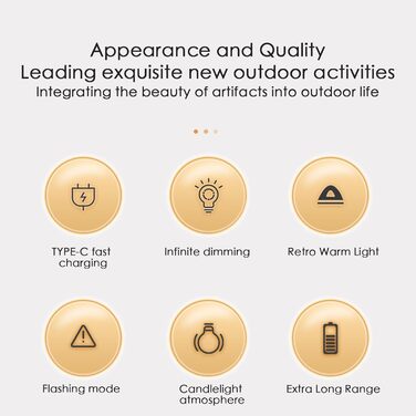 Ліхтар для кемпінгу Лампа з регульованою яскравістю та 4 колірними температурами - Світлодіодні лампи для кемпінгу - для походів на свіжому повітрі, відключення електроенергії, тентів, балкону, бронзовий