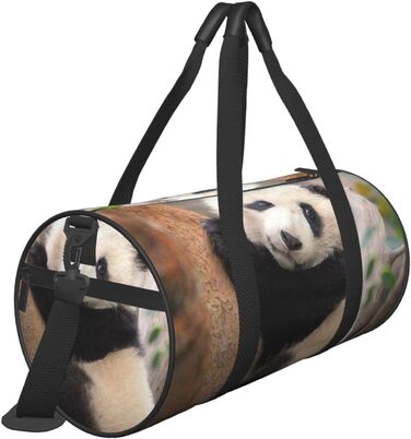 Спортивна сумка, дорожня сумка, милий принт панди, сумка для ночівлі, чорна, універсальний розмір, сумка для подорожей