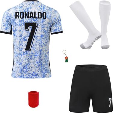 Новий подарунковий набір дитячої футбольної майки/шортів/шкарпеток для виїзду 7, розміри для юнаків, білий/синій, 30 / 176 (12-13 років)
