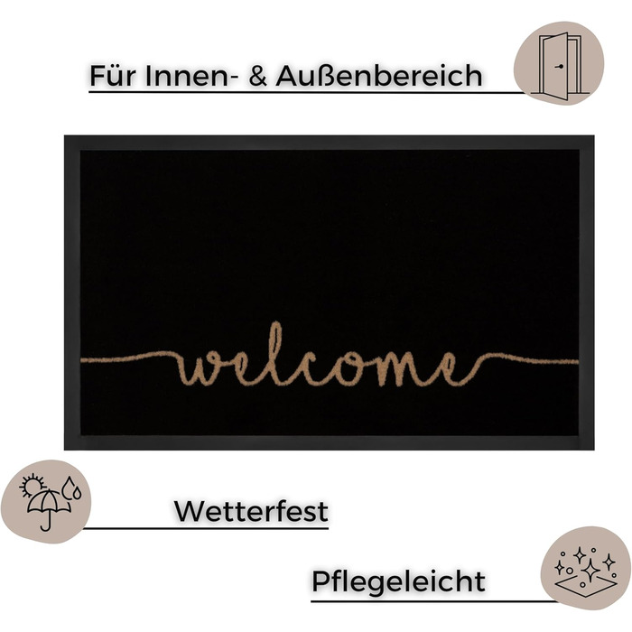 Килимок Hanse Home Printy для приміщень/вулиці 45x75 см - брудозбірний килимок, затишний вітальний килимок з написом, миється та стійкий до атмосферних впливів, нековзкий для вхідної зони та зовнішнього простору антрацитово-бежевий антрацитово-кремовий 45