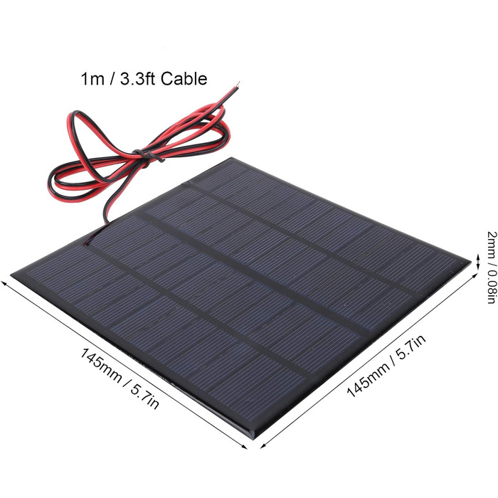 Сонячні панелі Risegun, портативна сонячна батарея 3 Вт 12 В Міні-модуль сонячної енергії, мікро-міні-сонячна панель для сонячної енергії Полікристалічний кремнієвий сонячний модуль з кабелем 1 м