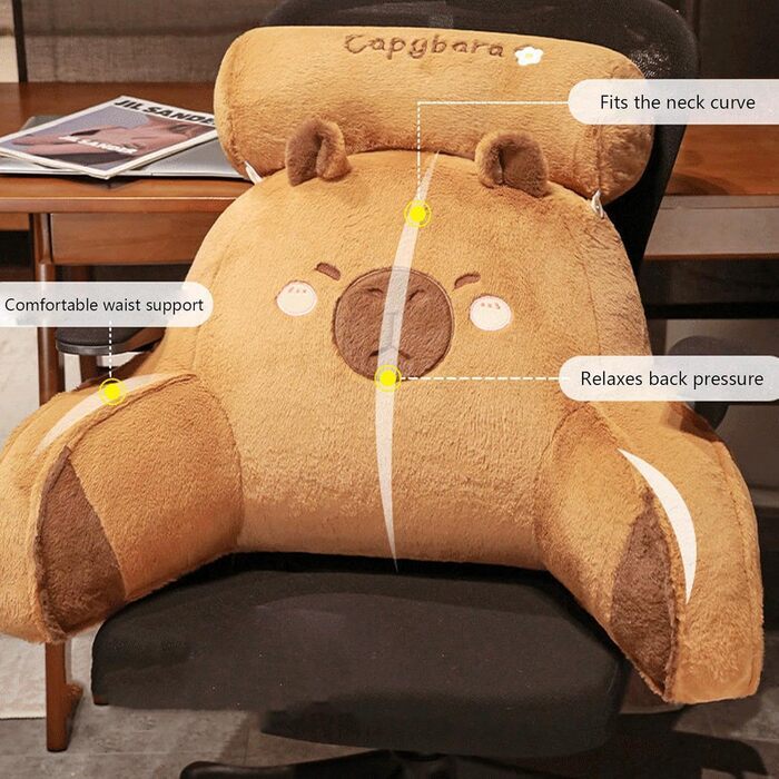 Подушка для читання Capybara для ліжка, плюшева подушка Capybara з опорою для шиї та рук, плюшева подушка для читання Capybara, спинка, подушка для позиціонування ліжка для спальні, вітальні, дивана, автокрісла, офісу