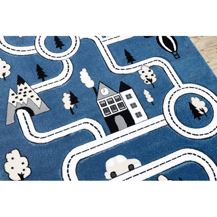 Дитячий килимок Petit для дитячої кімнати, ігрові килимки, дитяча кімната, міські вулиці синій 280x370 см