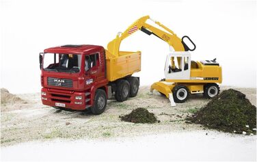 Людина TGA самоскид вантажівка з екскаватором Liebherr лопата екскаватор - 116 будівельний майданчик будівельний транспортний засіб лопата екскаватор працівник bworld будівельна машина вантажівка транспортер, 02751 -