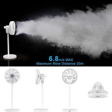 П'єдестальний вентилятор з двигуном постійного струму - вентилятор Тихий 20 дБ 3D коливальний з пультом дистанційного керування/ви