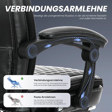 Ергономічне шкіряне крісло керівника COLAMY, один розмір, штучна шкіра, чорне