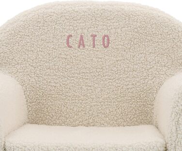 Дитяче крісло &quotВаш сюрприз&quot з іменем - Персоналізоване дитяче крісло з іменем або текстом, виготовлене з бавовни для хлопчиків та дівчаток віком від 1 до 4 років (Білий - Тедді)