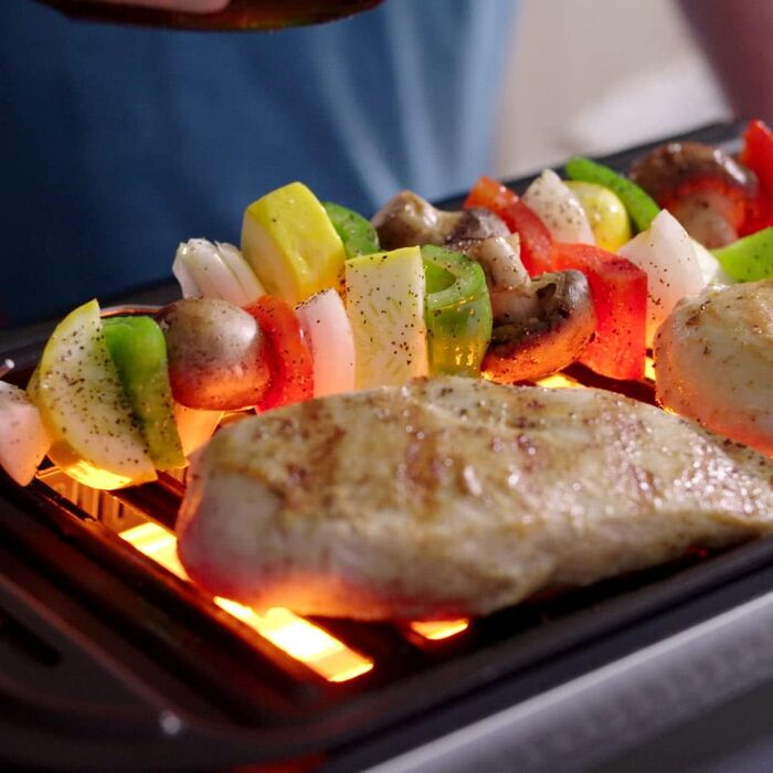 Червоний - Гриль для приміщень, ротаційний гриль і настільний гриль - Гриль для курки - Електричний гриль - Максимальна місткість - Функція автоматичного відключення - Duo інфрачервоні нагрівальні елементи