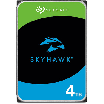 Внутрішній жорсткий диск Seagate SkyHawk 4 ТБ, запис відео до 64 камер, 3,5 дюйма, 64 МБ кеш-пам'яті, SATA 6 ГБ/с, сріблястий, FFP, вкл. 3 роки служби порятунку, номер моделі ST4000VXZ16