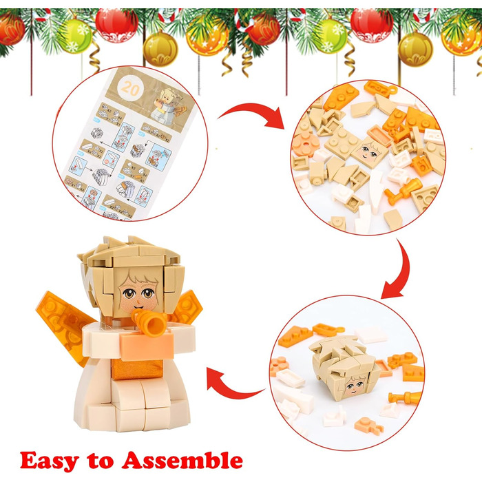 Конструктор Miunana 2025 Advent Calendar Christmas Building Blocks Set, багатоколірний