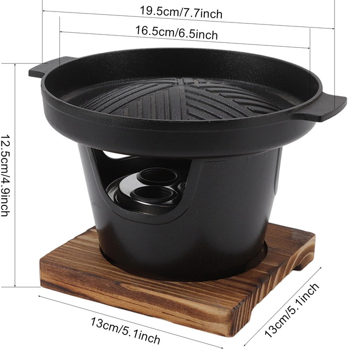 Кемпінговий гриль, чорний міні-стильний антипригарний портативний маленький вугільний гриль для кемпінгу, пікніків, подарунків на новосілля (19,5 см) Hn Bbq18a