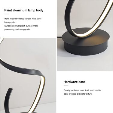 Сучасний світлодіодний торшер, креативний спіральний дизайн торшер з регулюванням яскравості, сучасний торшер для вітальні, спіральний торшер для спальні, вітальні, офісу або кабінету, 1,33 м (чорний)