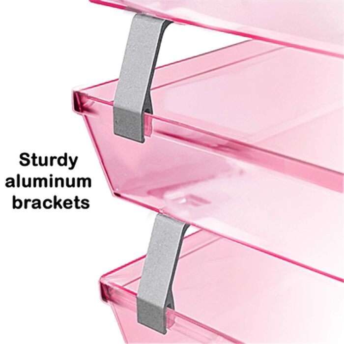 Лоток для листів Acrimet Facility на 4 рівні, бічна вставка, лоток для листів/A4, настільний органайзер для файлів, пластик (прозорий рожевий)