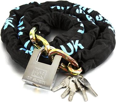 Замок для мотоцикла H&S Chain Lock - 10 мм x 2 м - Замок з 5 ключами - Велосипедні замки. Сталевий ланцюг для велосипедного замка - Велосипедний замок з ключем - Ланцюг безпеки для електровелосипеда, діаметр 10 мм x довжина 2000 мм.