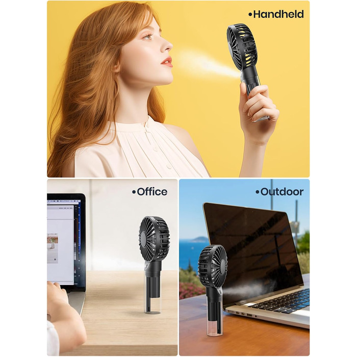 Портативний портативний вентилятор TOPK, акумуляторна батарея, розпилювач води, невеликий персональний ручний вентилятор для подорожей, домашнього офісу, кемпінгу на відкритому повітрі