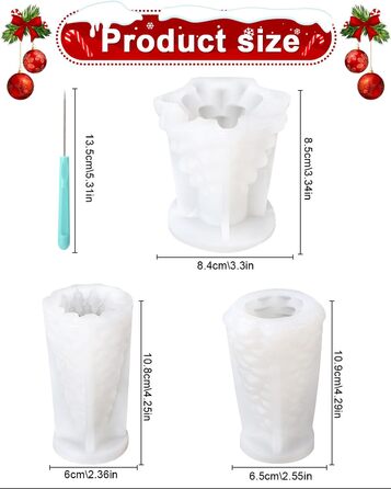 Набір із 3 форм для різдвяних ароматичних свічок своїми руками Zounin