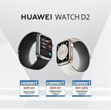 Розумний годинник HUAWEI Watch D2, 1,82-дюймовий AMOLED-дисплей, амбулаторний моніторинг артеріального тиску, тонкий дизайн, ЕКГ, функції для розумного способу життя, спільнота здоров&39я, сумісний з iOS та Android, чорний WATCH D2 Black