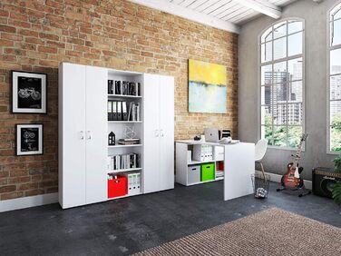 Полиця mbelando, книжкова шафа, окремостояча полиця, дерев&39яна полиця, бічна полиця, офісна полиця Trio 5&39 White White 5 відділень