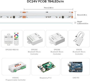 Гнучка світлодіодна стрічка COB високої щільності WS2814 IC RGBW світлодіодна стрічка 1 М 784 світлодіоди/м 21 Вт/М DC24V IP30 Карбування кольору Прикраса своїми руками (не контролер вмісту та блок живлення) (Fcob RGBNW, 24 В 5 М 784 світлодіодів/м), 4000