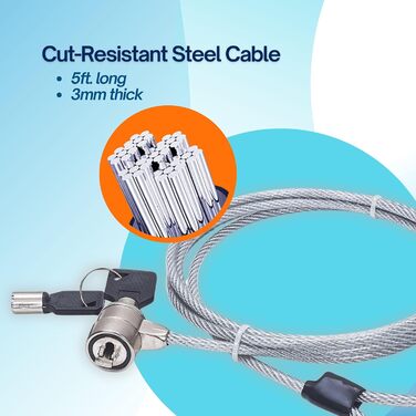 Замок для ноутбука Manhattan з тросом сталевим (1,4 м) та ключем 440271, 1,4 м сталевий трос