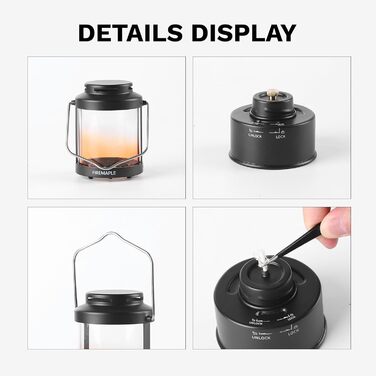 Гасова лампа Fire-Maple Aurora портативний вінтажний кемпінговий ліхтар із регульованим полумям (236 г) для саду, патіо, внутрішнього двору, бушкрафту та зовнішнього освітлення, чорний колір