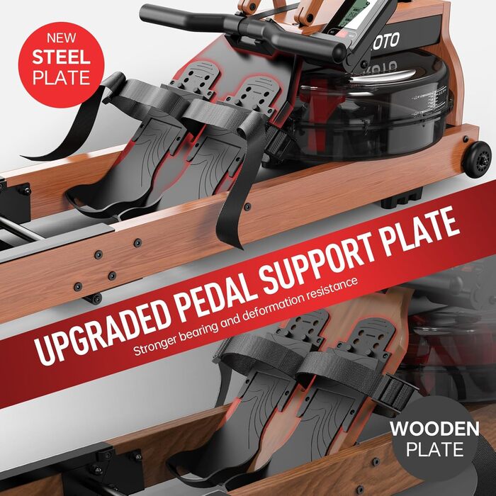 Домашній гребний тренажер JOROTO Oak, складний водний гребний тренажер з Bluetooth-дисплеєм та 30-денним безкоштовним членством у Kinomap, гребний тренажер з регульованим тримачем для планшета, вантажопідйомність 150 кг MR280PRO-OAK