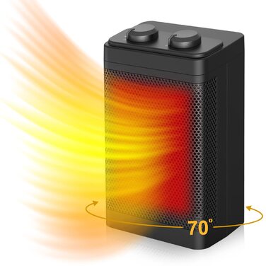 Енергозберігаючий вентилятор-обігрівач - 1500 Вт/2 с швидкий нагрів/3 режими нагріву/коливання 70/тихий обігрівач із захистом від перекидання та перегріву, керамічний вентилятор-обігрівач для офісу, спальні