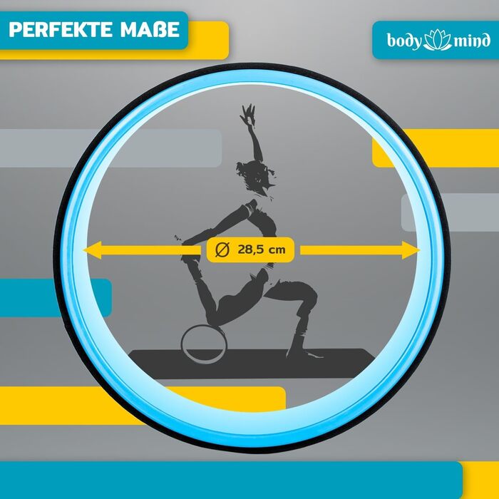 Колесо для йоги, фітнес-колесо для дхарми для асан та розтяжки спини ролик для йоги для розтяжки синього кольору