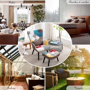 Крісло для відпочинку HomeMiYN з пуфом для ніг, крісло у стилі печворк, крісло з відкидною спинкою, дерев&39яне крісло для вітальні, сучасне крісло для телевізора, крісло для відпочинку, лляне крісло у стилі печворк, ніжки з масиву дерева, коричневий колі