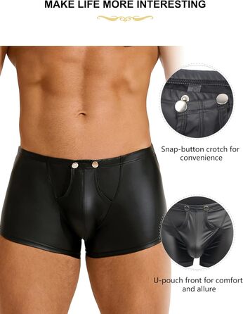 Чоловічі боксери ohyeahlady, з лакованої шкіри, чорні, розмір L