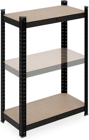 Надміцний стелаж Relaxdays, 5 ярусів, сталь, вставний, чорний Стелажі для зберігання в підвалі, гаражі, ВxШxГ 180x60x30 см, 500 кг